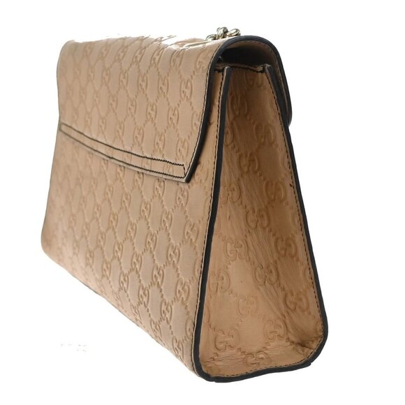 GUCCI Logo Emily Guccissima GG Pattern Chain Shoulder Bag Leather Beige 74KA690 - Picture 3 of 16